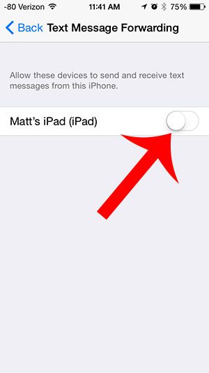 turn off text message forwarding for devices