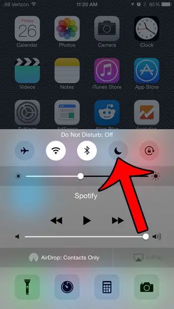 turn off do not disturb from the control center