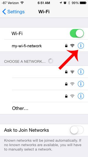 touch the i button to the right of the network name