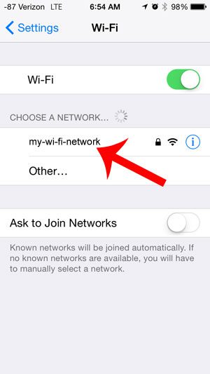 select the wi-fi network again