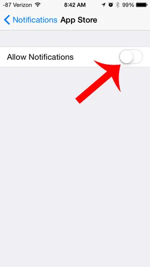 turn of the allow notifications option