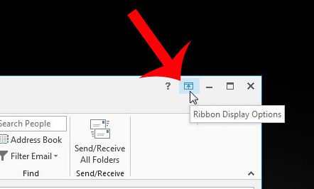click the ribbon display options button