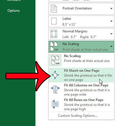 click the fit sheet on one page option