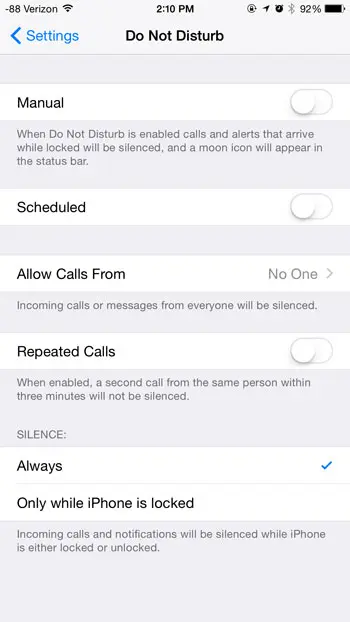 customize the do not disturb settings