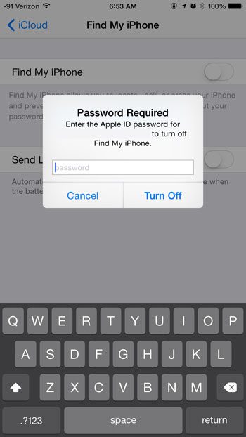 enter your apple id password