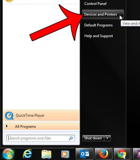 click the devices and printers option