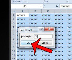 enter a new row height, then click OK