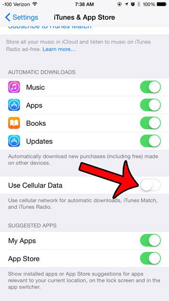 turn off the use cellular data option