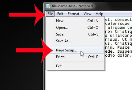 click file, then click page setup