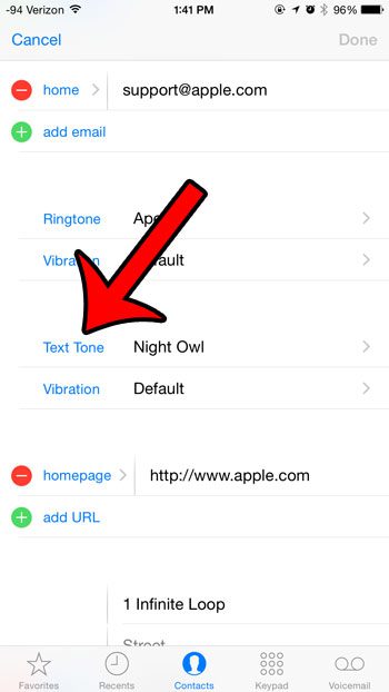 how to assign a text tone to a contact on iphone