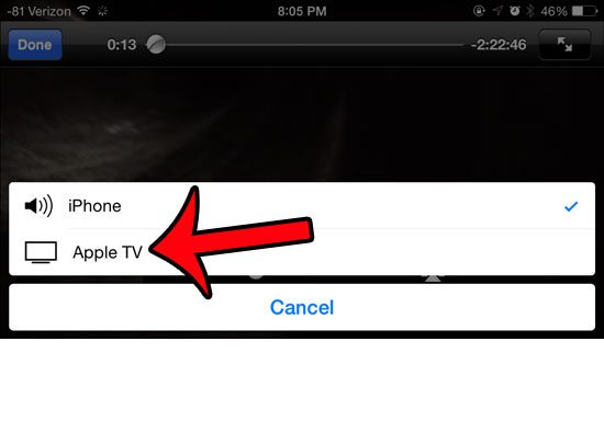 select the apple tv option