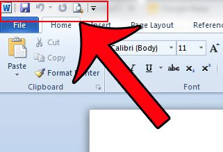 the quick access toolbar in word 2010