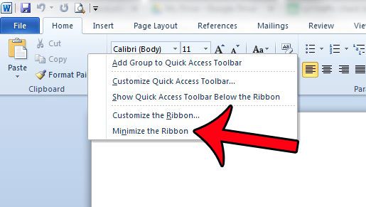 minimize the ribbon