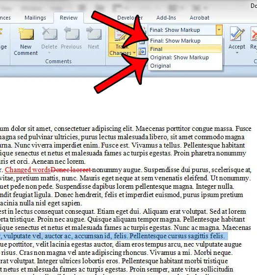 How to Hide Track Changes in Word 2010 - 10