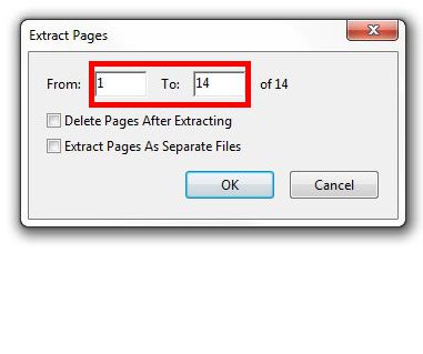 enter the range of pages to extract