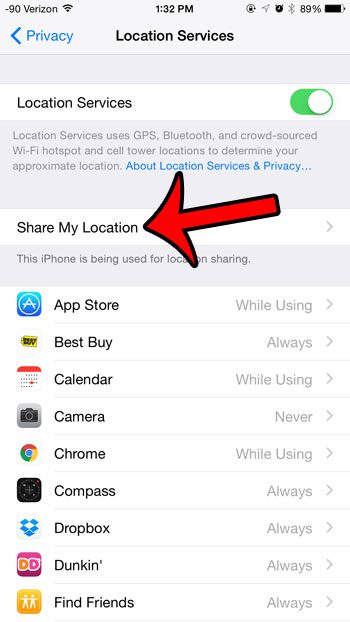 select the share my location option
