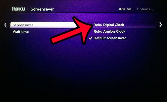 select the clock for the screensaver