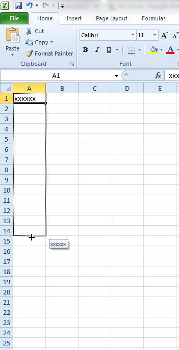 drag to fill a column or row
