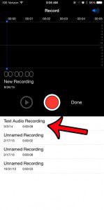select the recording to delete