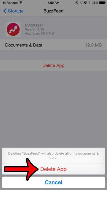 confirm the app deletion