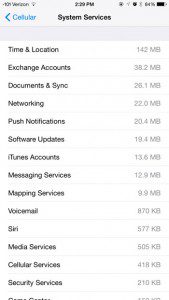 check system services data usage