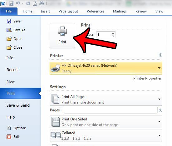 How to Select a Different Printer in Word 2010 - 93