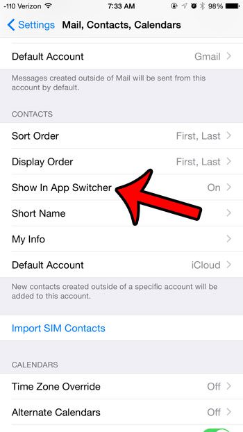 select the Show in App Switcher option