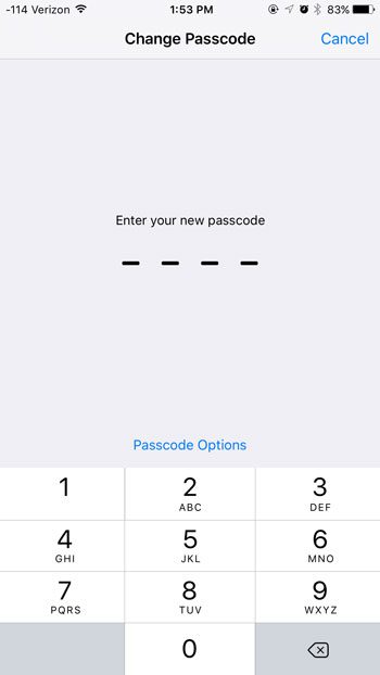 enter new passcode