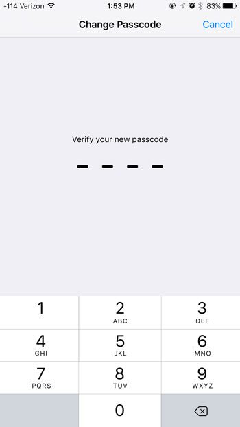 confirm new passcode