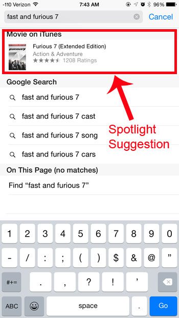 spotlight suggestion example