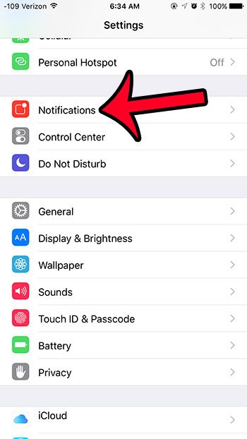 select the notifications option