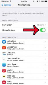turn off group by app setting