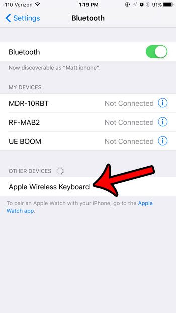 select the apple wireless keyboard