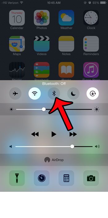 turn off bluetooth from control center