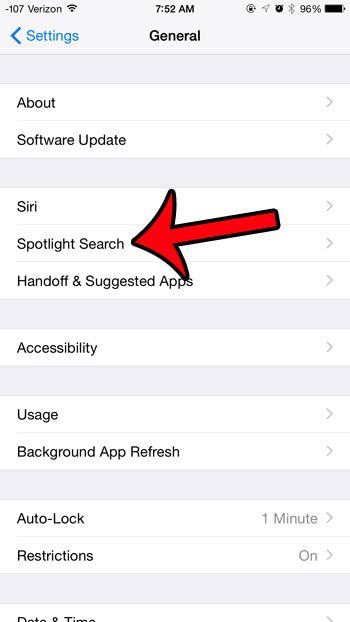 select the spotlight search option