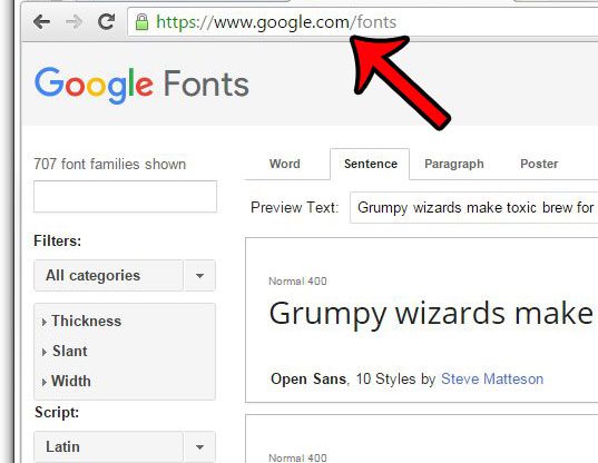 go to the google fonts page