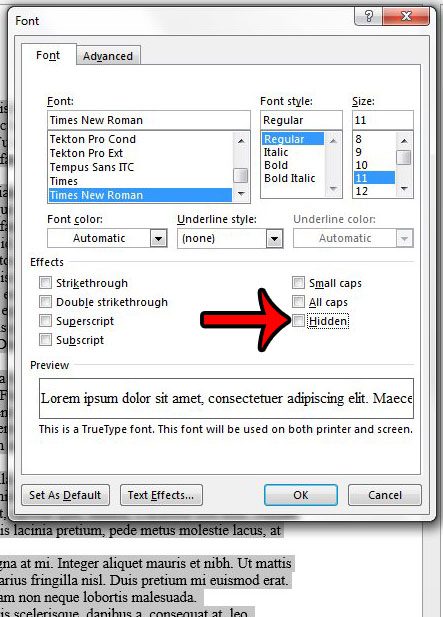 how to unhide text in word 2013