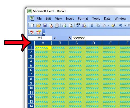 select the entire worksheet in excel 2003