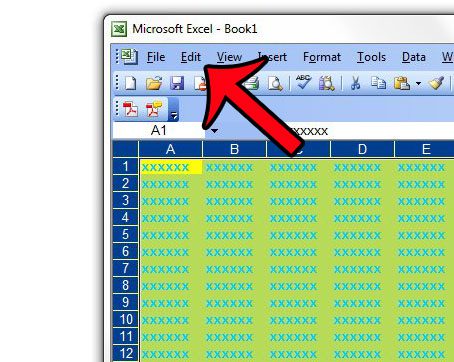 click edit at the top of the excel 2003 window