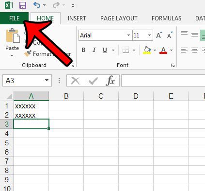 open the file menu in excel 2013