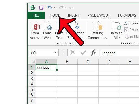 click the home tab in excel 2013