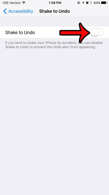 disable the shake to undo option on iphone