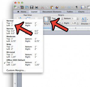 set 1 inch margins in word 2011 for mac