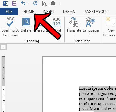 click the Home tab in word 2013