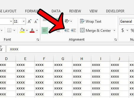 how to remove cell indentation in excel 2013