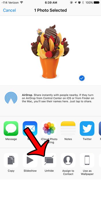 how to unhide a picture in ios 9