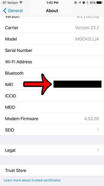 locate the imei number