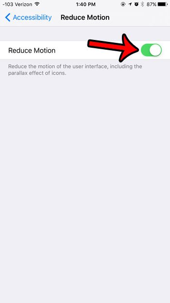 how to turn off reduce motion in ios 9