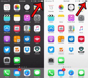 why iphone battery icon switches from black to white
