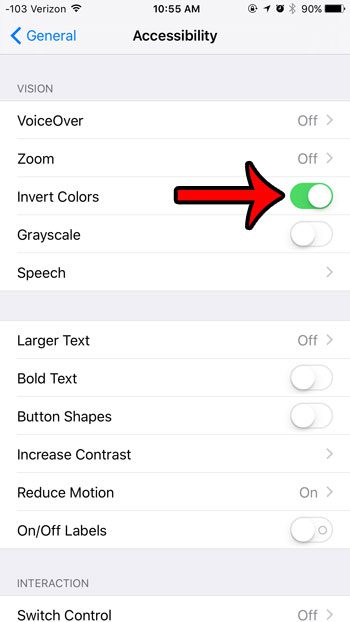 inverting colors on iphone